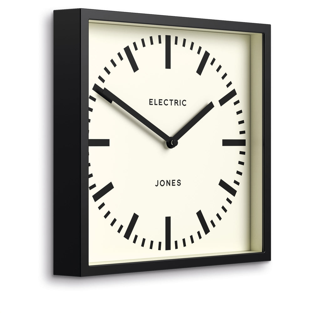 Jones Box Square Wall Clock Markers Black 25cm NGJBOX38K 2