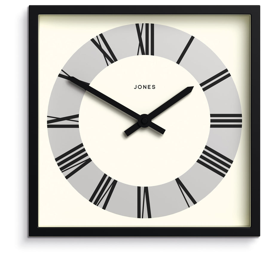 Jones Box Square Wall Clock Roman Black 25cm NGJBOX230K 1