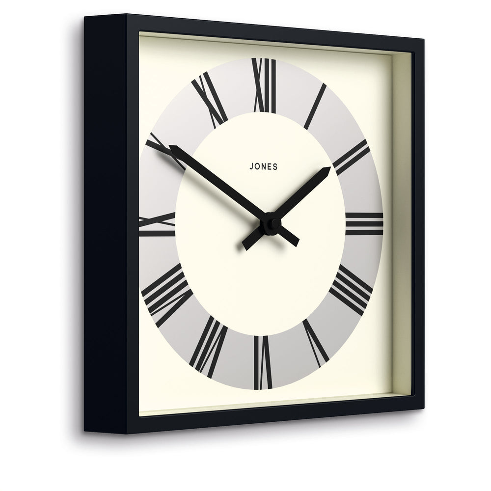 Jones Box Square Wall Clock Roman Black 25cm NGJBOX230K 2