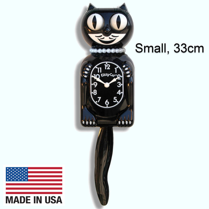 Kit Cat Klocks Black Kitty Cat Lady Wall Clock Small 33cm OPMKC-1