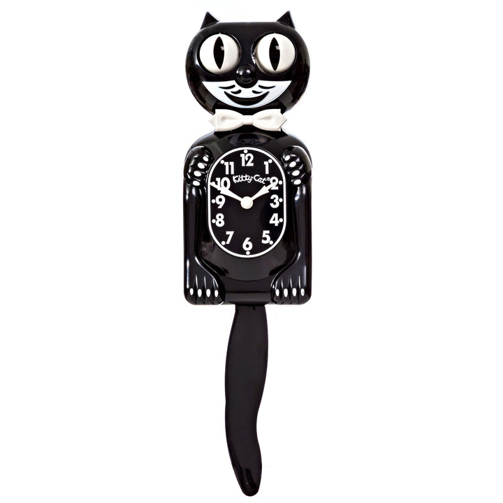 Kit Cat Klocks Black Kitty Cat Wall Clock Small 33cm OPKC-1 no overlay