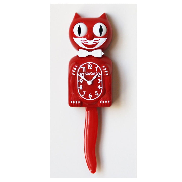 Kit Cat Klocks Scarlet Red Gentleman Wall Clock 40cm OPBC-42 no overlay