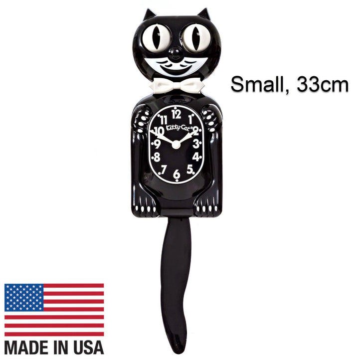 Kit Cat Klocks Black Kitty Cat Wall Clock Small 33cm OPKC-1 1