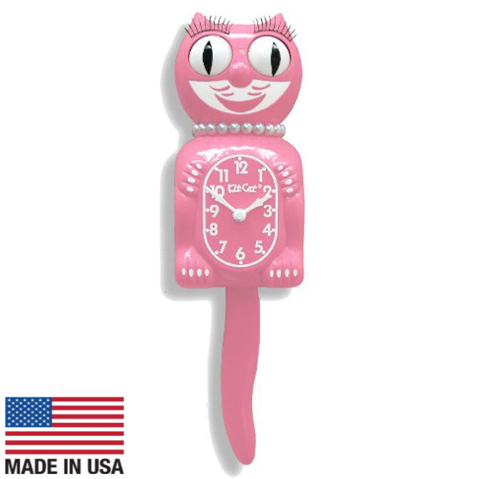 Kit Cat Klocks Pink Satin Lady Wall Clock 40cm OPLBC-53 1