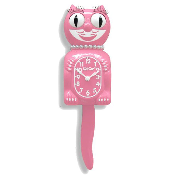 Kit Cat Klocks Pink Satin Lady Wall Clock 40cm OPLBC-53 4