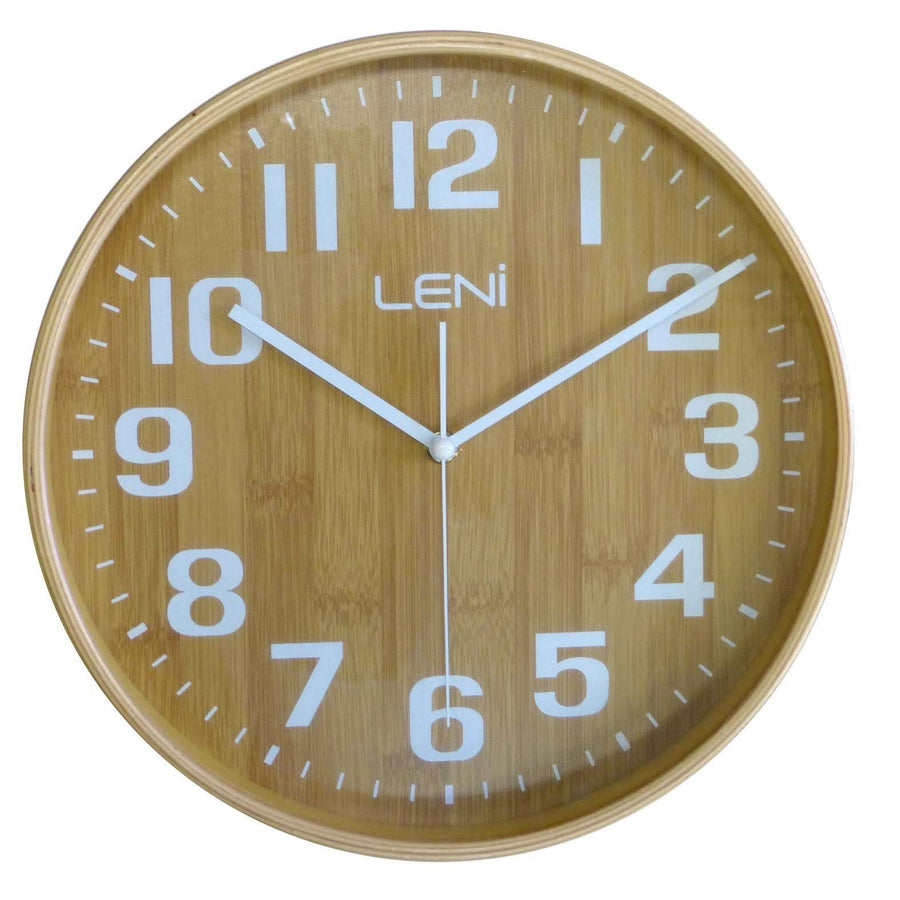 Leni Wood Wall Clock Bamboo Small Front 32000BAM