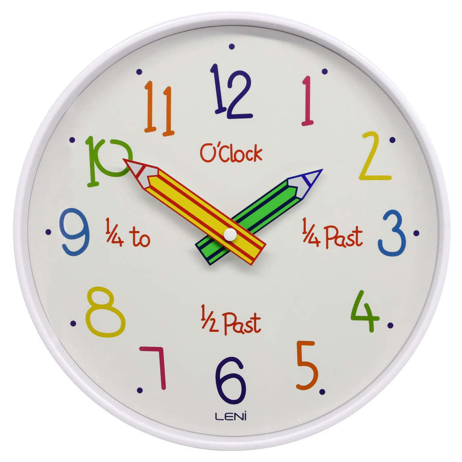 Leni Pencil Dial Kids Wall Clock White 25cm 62025 1