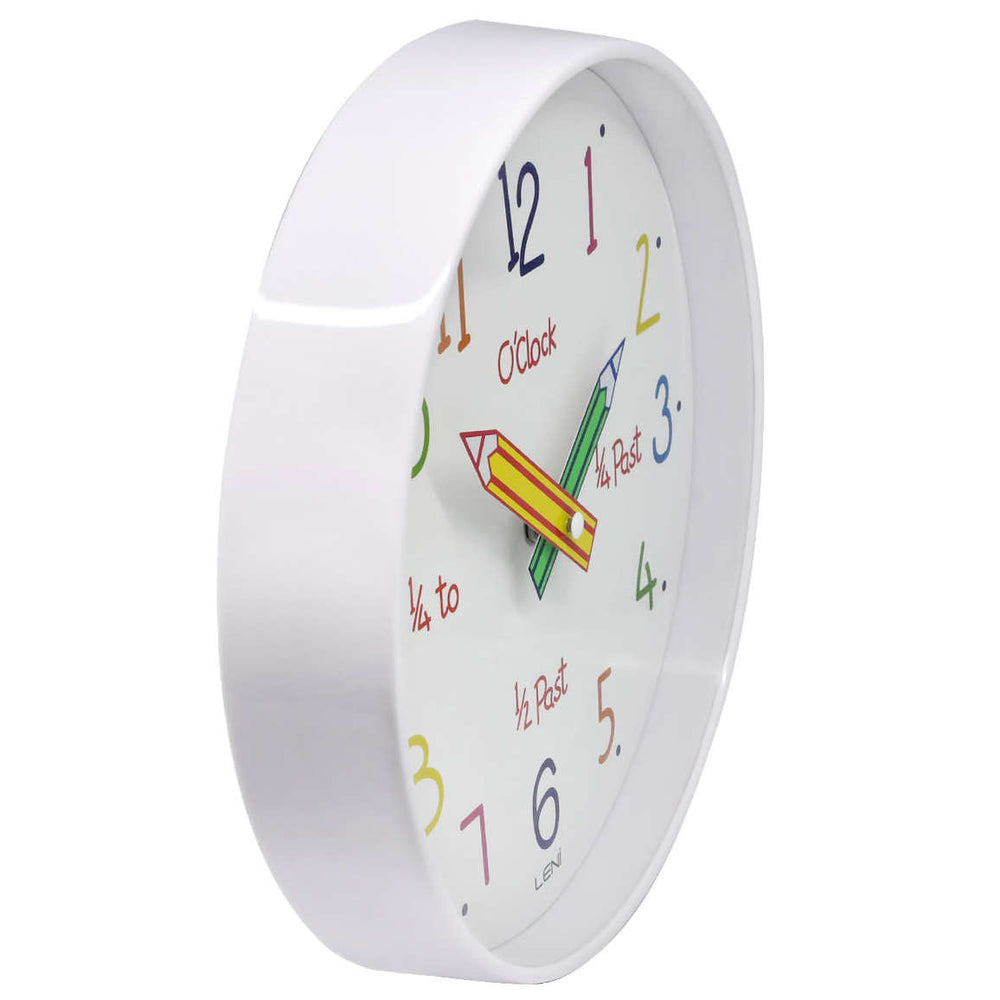 Leni Pencil Dial Kids Wall Clock White 25cm 62025 2