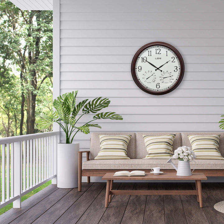 Leni Rustic Metal Outdoor Wall Clock Brown 60cm 62024 4