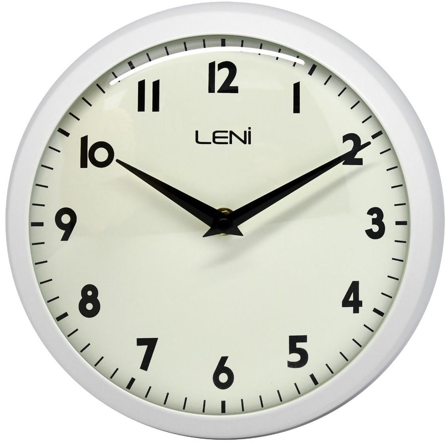 Leni School Wall Clock Metal Matt White 23cm 65101MWHI 1