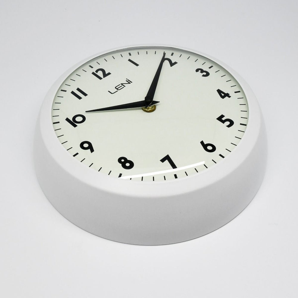 Leni School Wall Clock Metal Matt White 23cm 65101MWHI 2