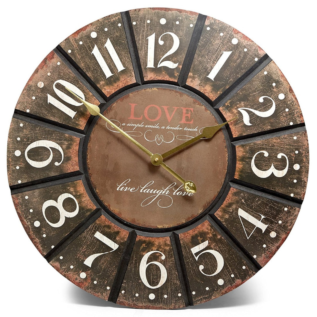 Live Laugh Love Wooden Wall Clock 60cm 11628LOV -Front