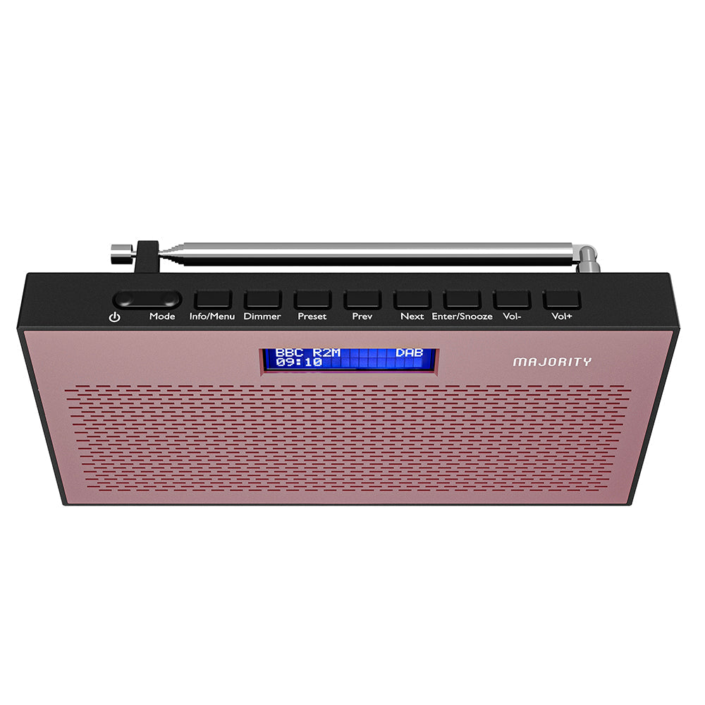 Majority Histon Compact Alarm DAB FM Radio Rose 18cm MY-1000002726 3