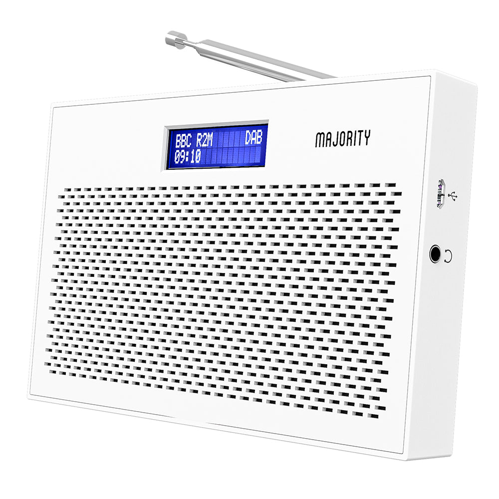 Majority Histon Compact Alarm DAB FM Radio White 18cm MY-1000002727 2