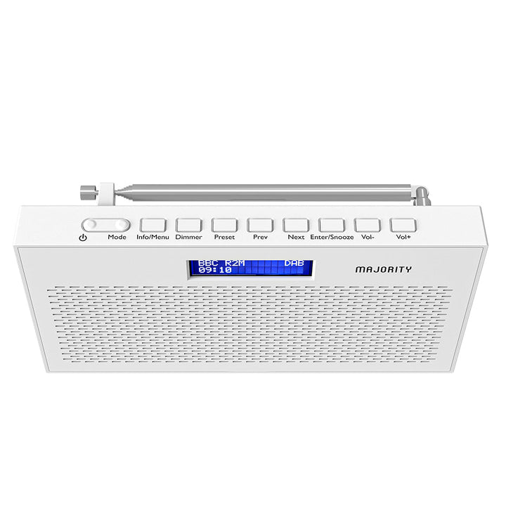 Majority Histon Compact Alarm DAB FM Radio White 18cm MY-1000002727 3