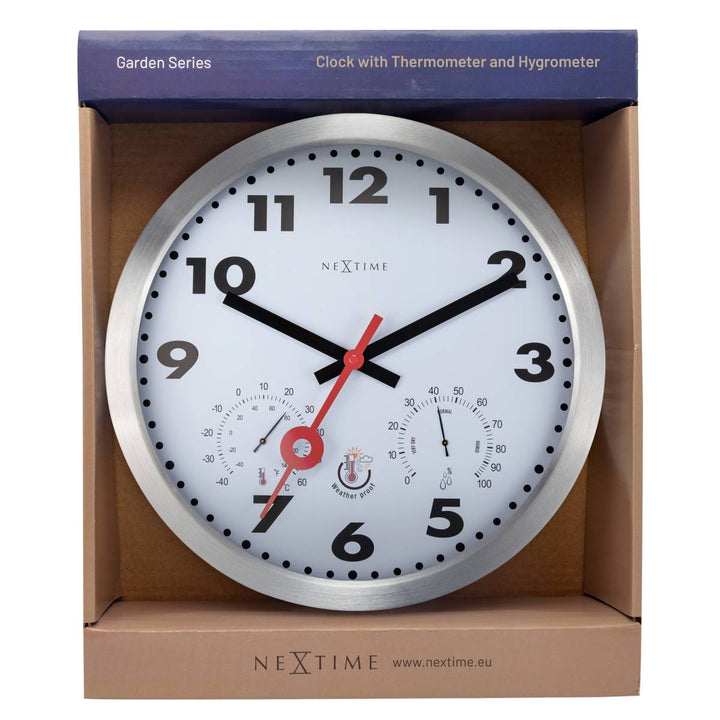 NeXtime Arabic Temperature Humidity Outdoor Wall Clock White 35cm 574307AR 9