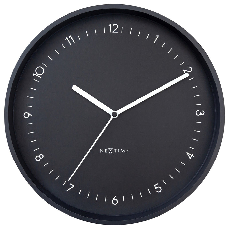 NeXtime Berlin Modern Minimal Aluminium Wall Clock Matt Black 30cm 573305ZW 1