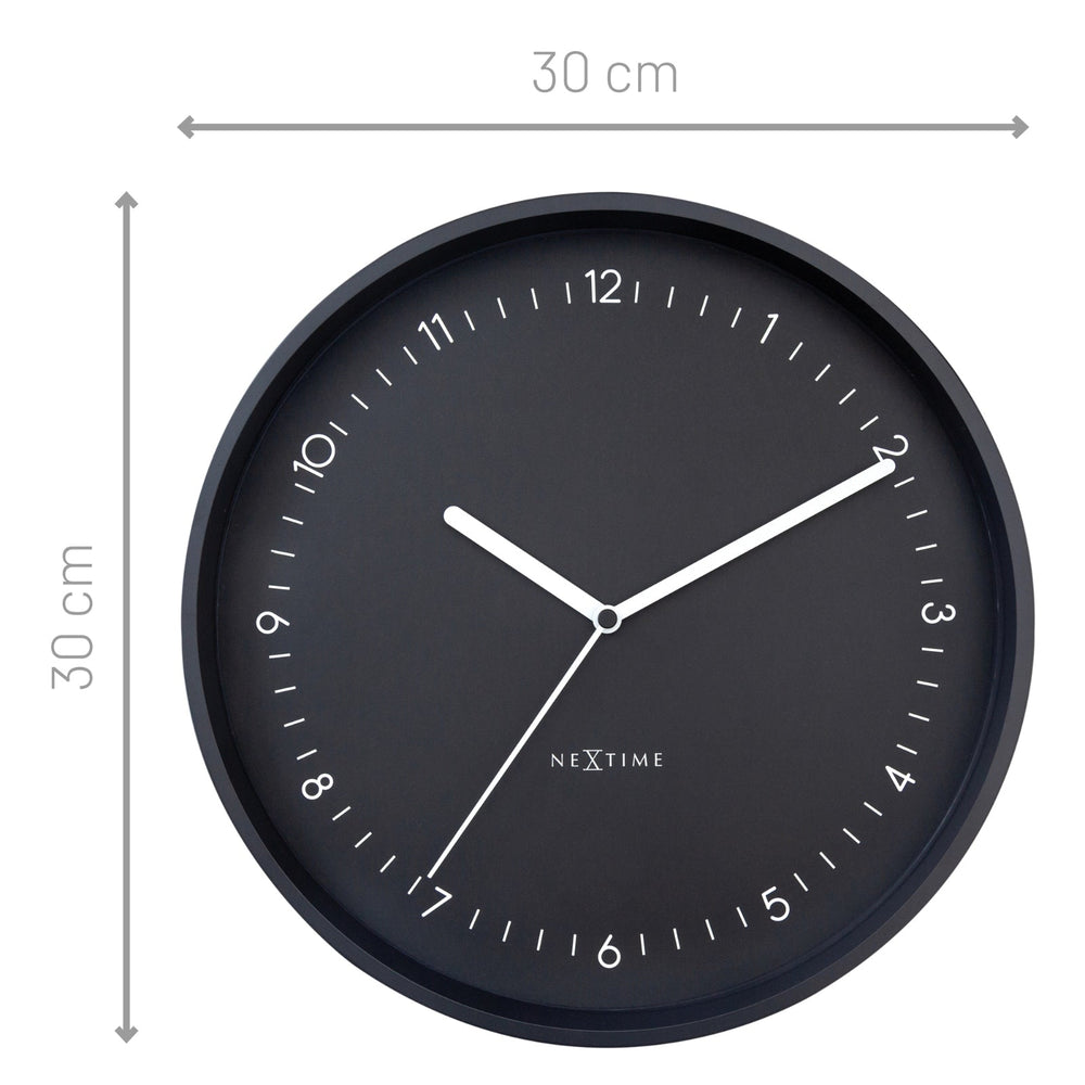 NeXtime Berlin Modern Minimal Aluminium Wall Clock Matt Black 30cm 573305ZW 2