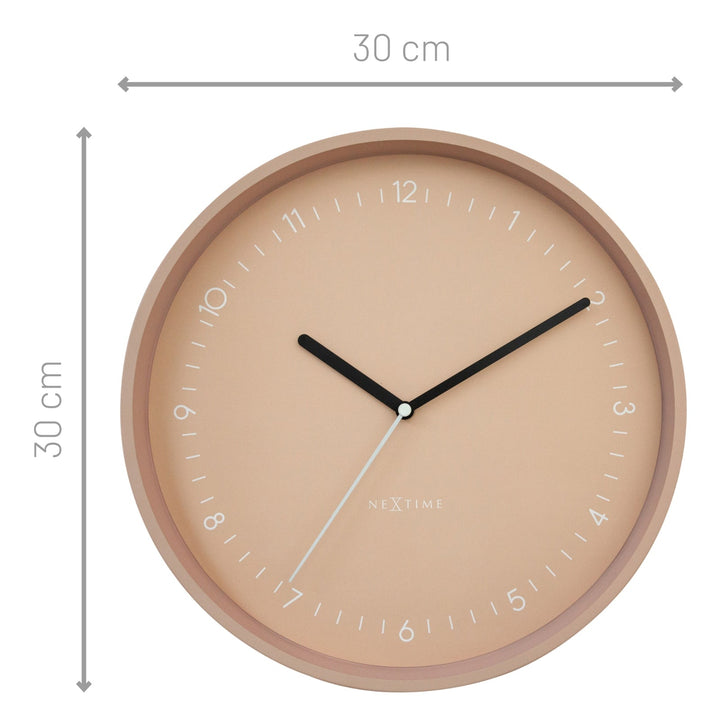 NeXtime Berlin Modern Minimal Aluminium Wall Clock Matt Pink 30cm 573305RZ 2