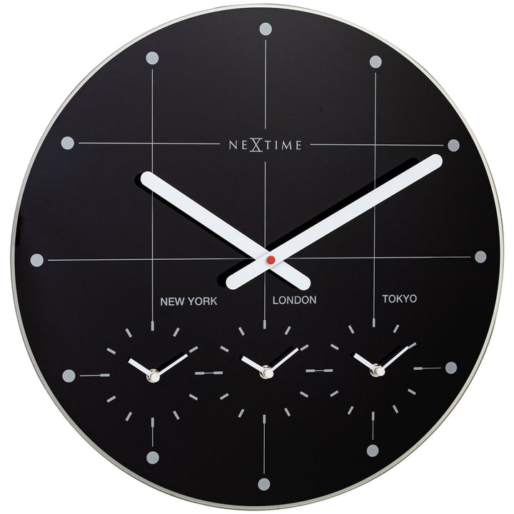 NeXtime Big City Multiple Time Zone Wall Clock Black 43cm 578197ZW 1