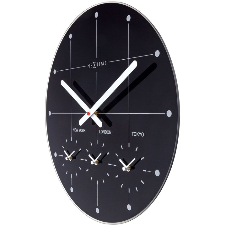 NeXtime Big City Multiple Time Zone Wall Clock Black 43cm 578197ZW 2