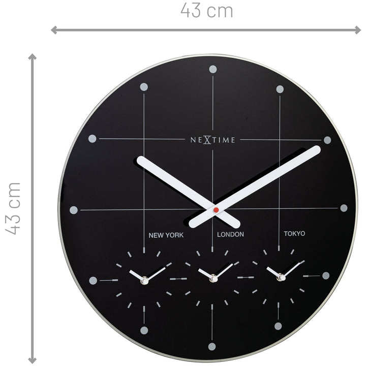 NeXtime Big City Multiple Time Zone Wall Clock Black 43cm 578197ZW 6