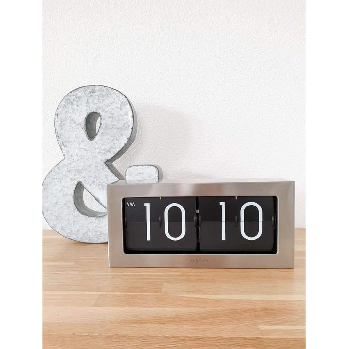 NeXtime Big Flip Wall or Desk Clock Silver 36cm 575198ZI 3