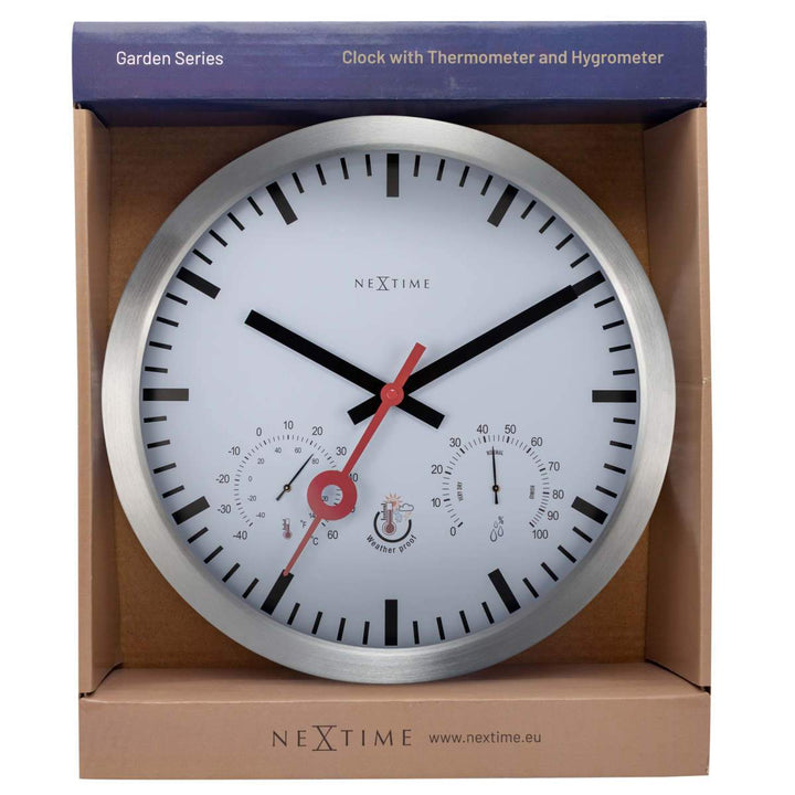 NeXtime Clematis Temperature Humidity Outdoor Wall Clock White 35cm 574307ST 9