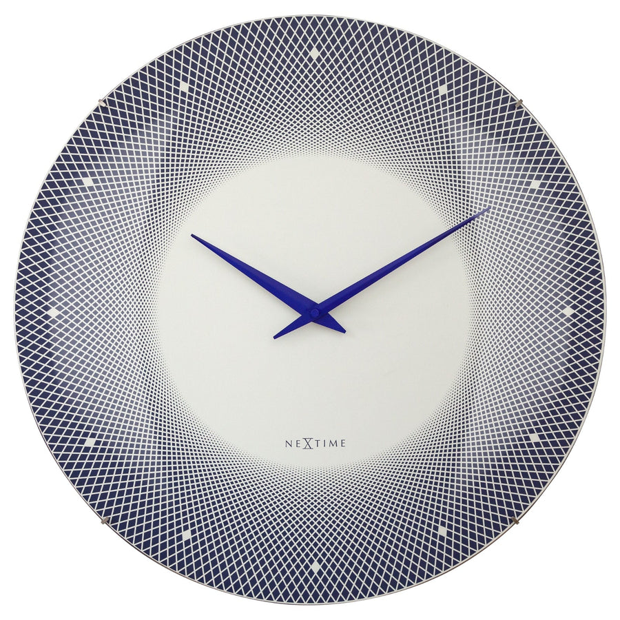 NeXtime Deep Monochrome Pattern Domed Glass Wall Clock Blue 50cm 573315BL 1