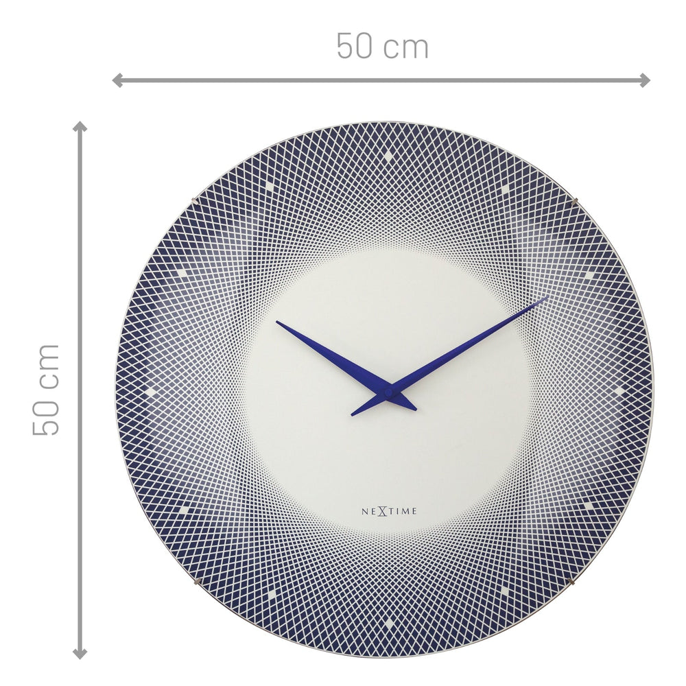 NeXtime Deep Monochrome Pattern Domed Glass Wall Clock Blue 50cm 573315BL 2