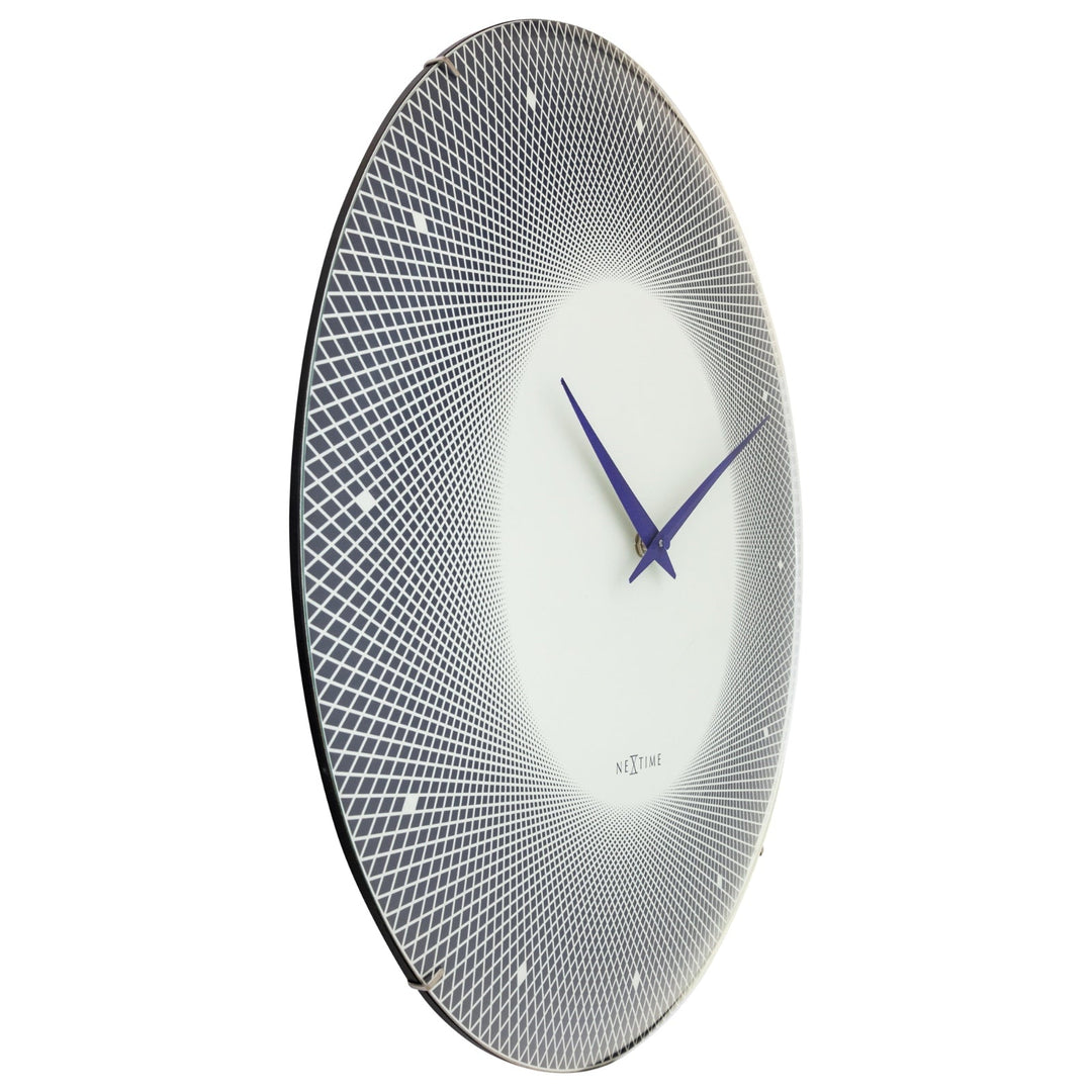 NeXtime Deep Monochrome Pattern Domed Glass Wall Clock Blue 50cm 573315BL 3