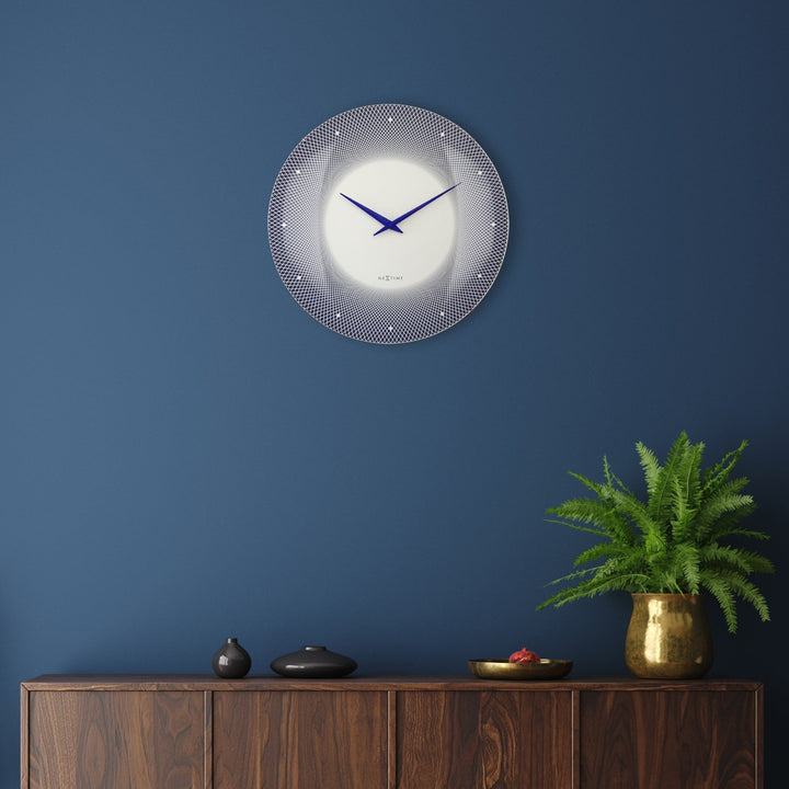 NeXtime Deep Monochrome Pattern Domed Glass Wall Clock Blue 50cm 573315BL 6