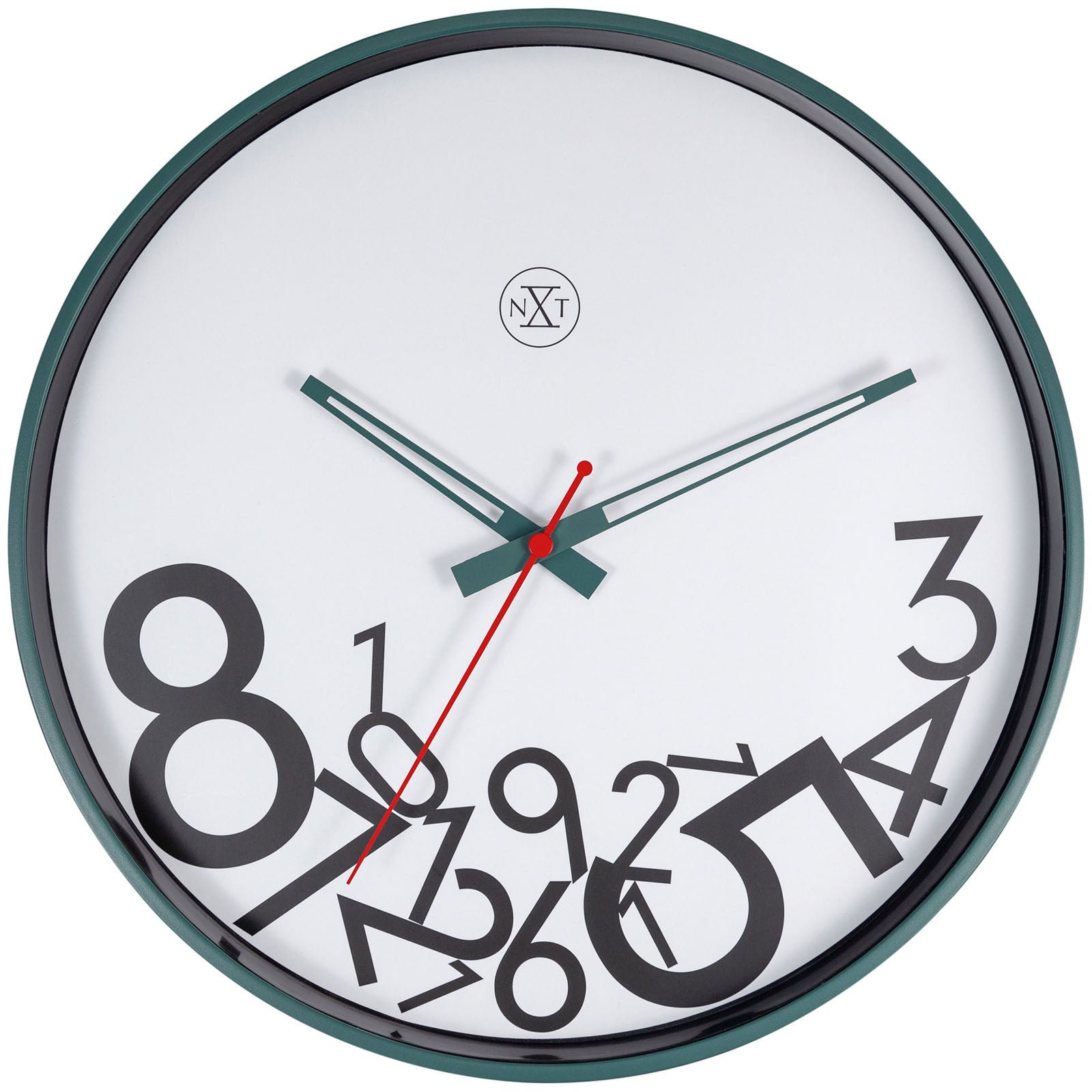 Buy NeXtime Dropped Numbers Wall Clock Green & White 30cm Online