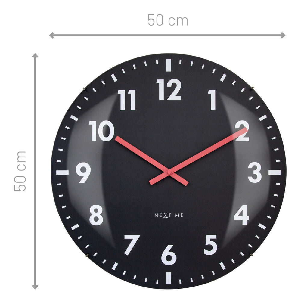 NeXtime Duomo Domed Glass Wall Clock Black 50cm 573298ZW 2