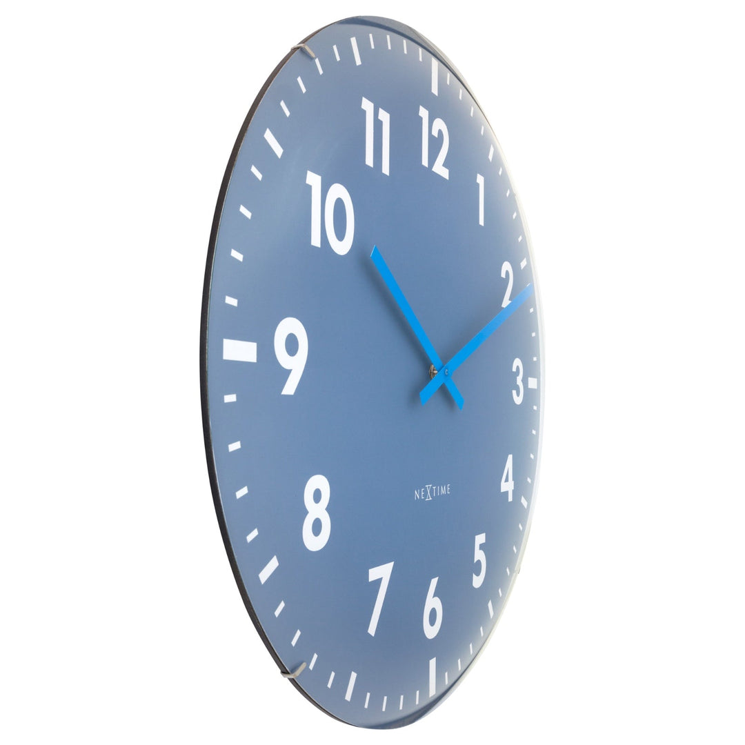 NeXtime Duomo Domed Glass Wall Clock Blue 50cm 573298BL 3