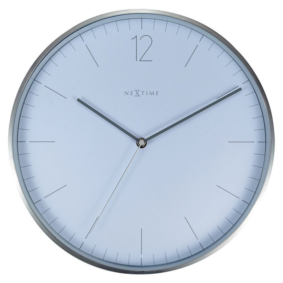 NeXtime Essential Silver Metal Wall Clock Elegant White 34cm 573254WI 1