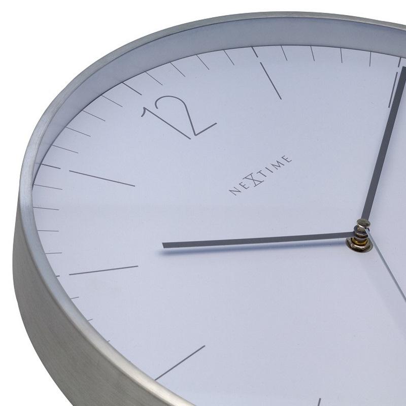 NeXtime Essential Silver Metal Wall Clock Elegant White 34cm 573254WI 2