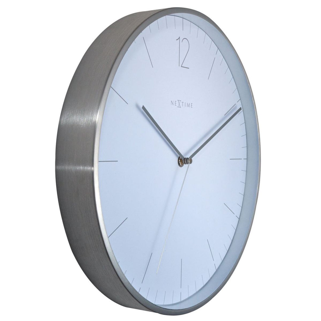 NeXtime Essential Silver Metal Wall Clock Elegant White 34cm 573254WI 4