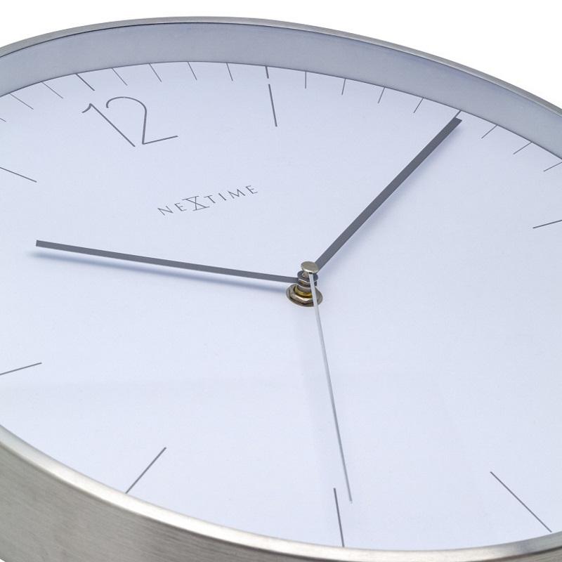 NeXtime Essential Silver Metal Wall Clock Elegant White 34cm 573254WI 5