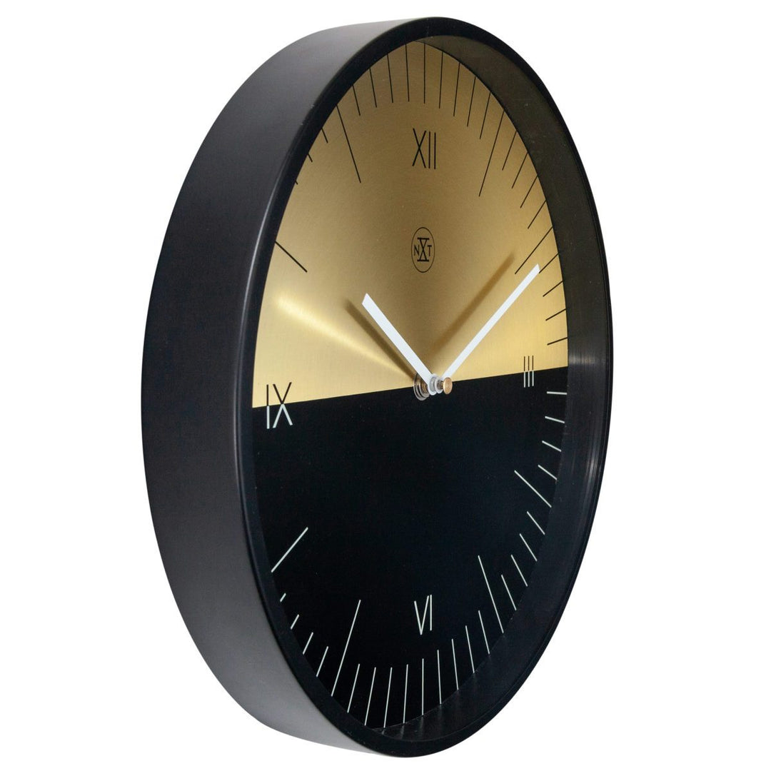 NeXtime Half Two Toned Metal Wall Clock Black Gold 30cm 577335 3