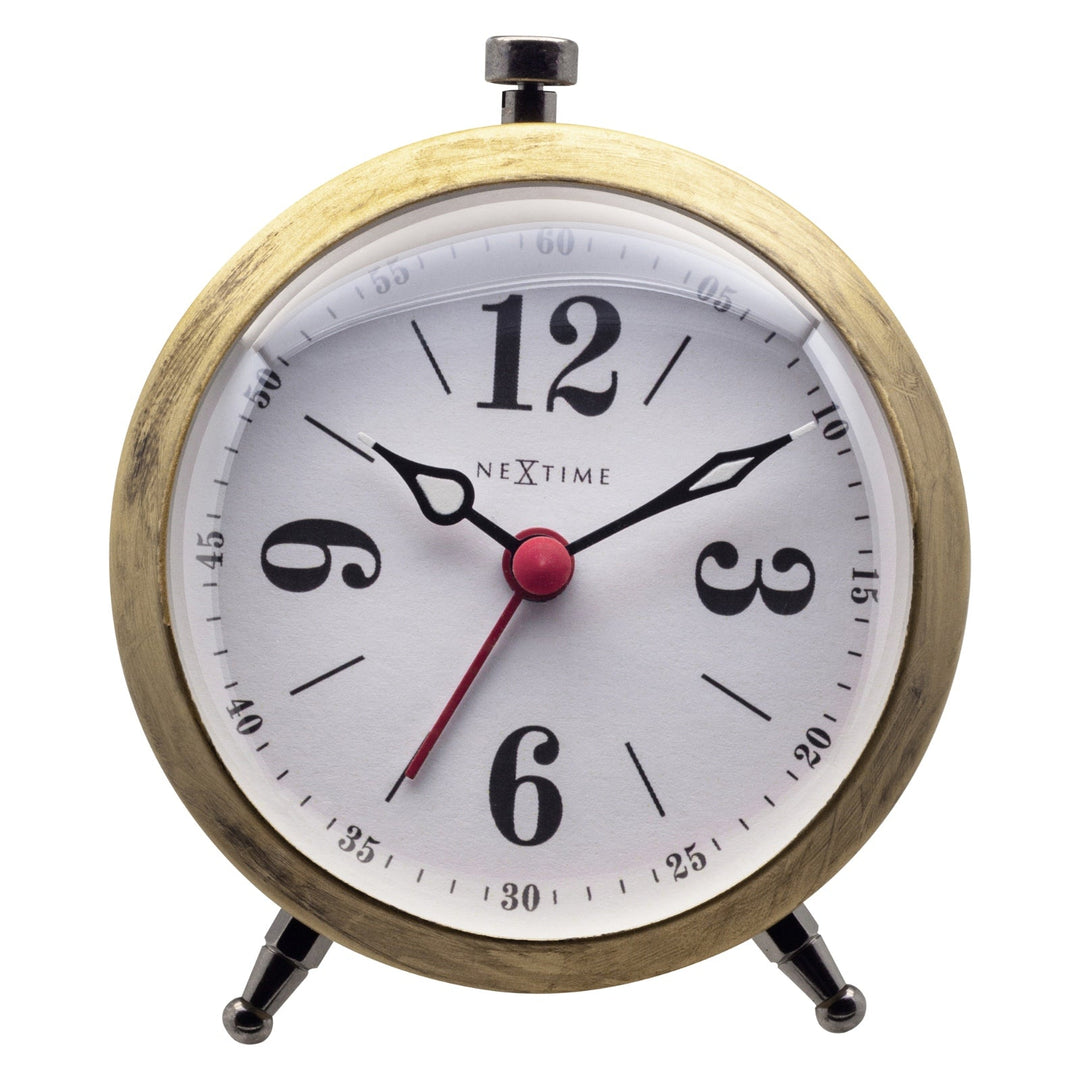 NeXtime Harvey Classic Metal Luminous Hands Alarm Clock Gold 11cm 575237GO 1