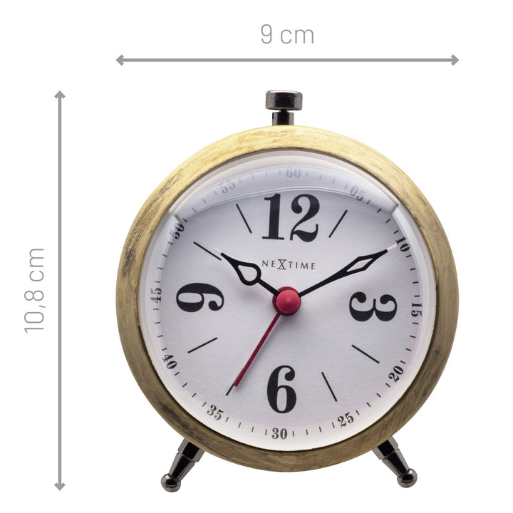 NeXtime Harvey Classic Metal Luminous Hands Alarm Clock Gold 11cm 575237GO 2