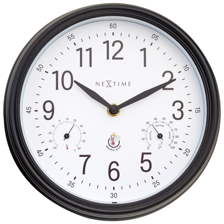 NeXtime Jasmine Temperature Humidity Outdoor Wall Clock 24cm 574318WI 1