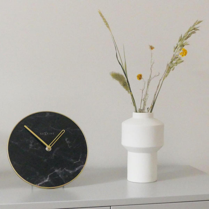 NeXtime Marble Glass Desk Clock Black and Gold 20cm 575222ZW 2