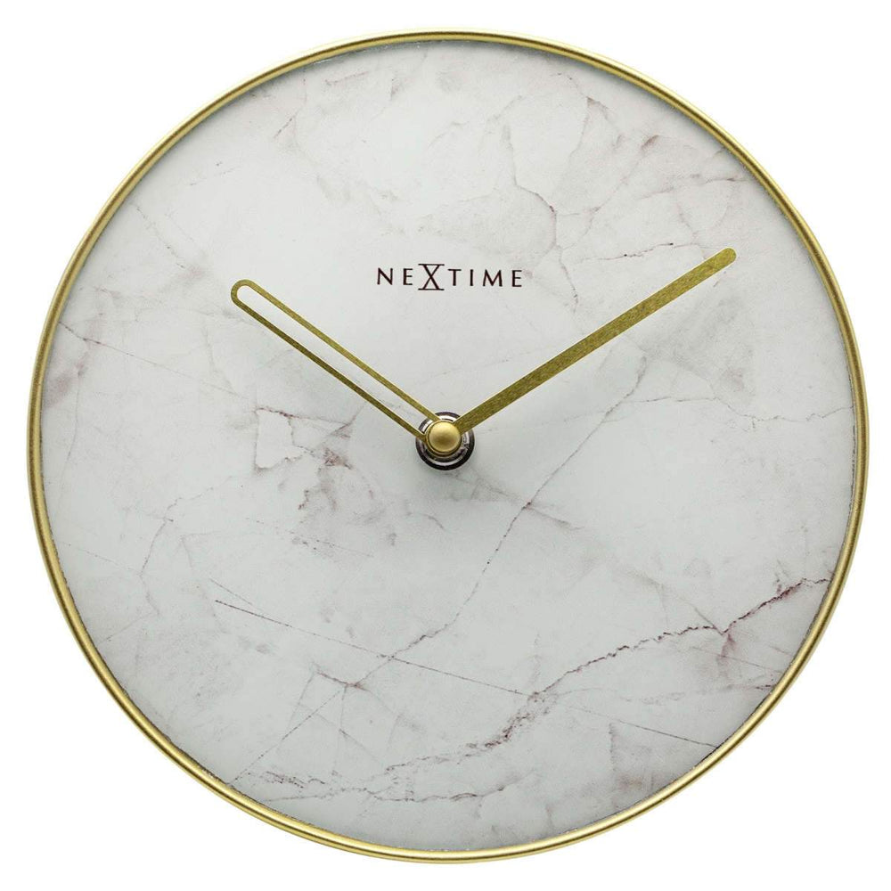 NeXtime Marble Glass Desk Clock White and Gold 20cm 575222WI 1