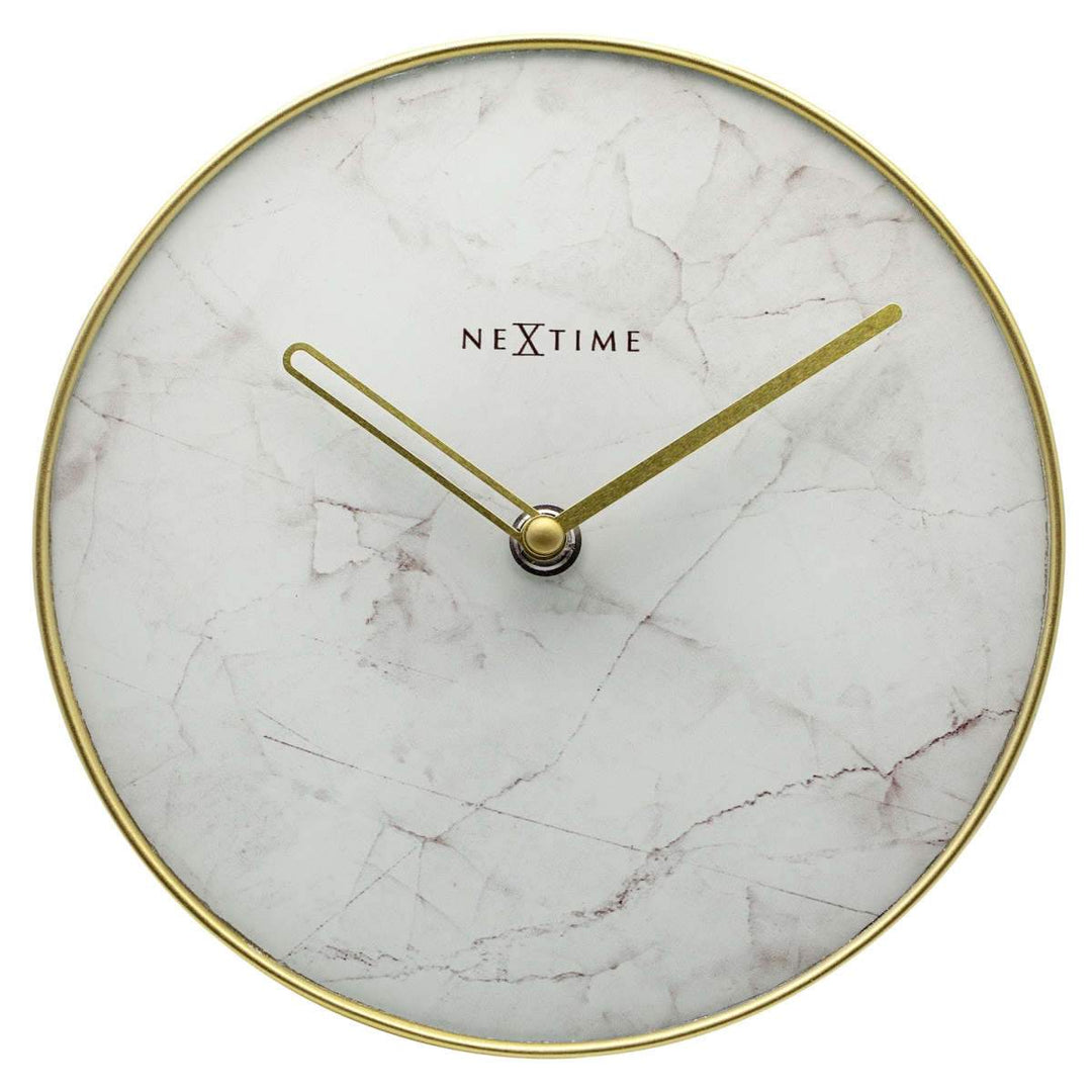 NeXtime Marble Glass Desk Clock White and Gold 20cm 575222WI 1