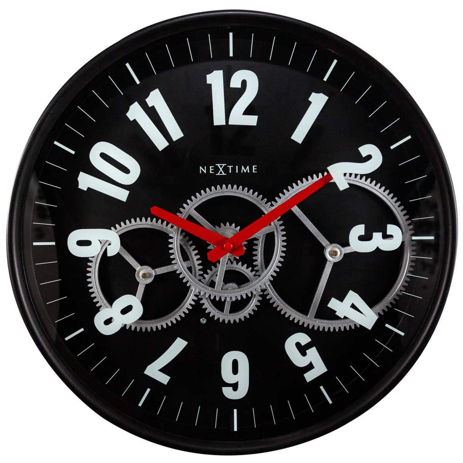 NeXtime Modern Moving Gears Wall Clock Black 36cm 573259ZW 1