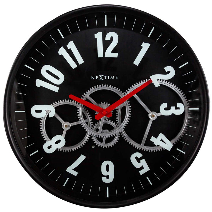 NeXtime Modern Moving Gears Wall Clock Black 36cm 573259ZW 1