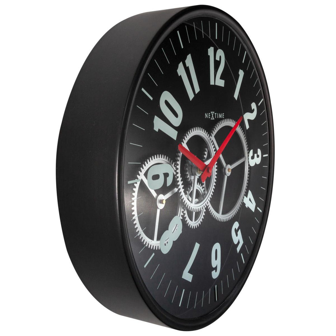 NeXtime Modern Moving Gears Wall Clock Black 36cm 573259ZW 2