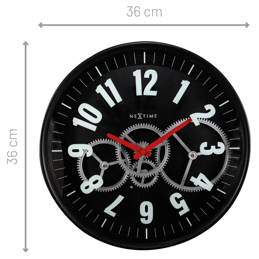 NeXtime Modern Moving Gears Wall Clock Black 36cm 573259ZW 4